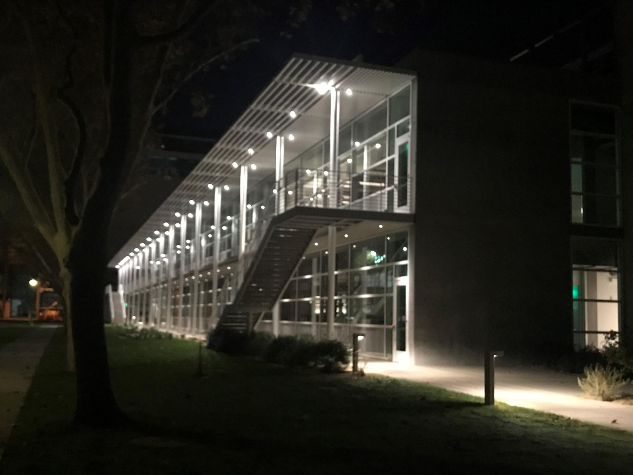 Exterior Picture of the NASA Ames Research Center Biosciences Laboratory at Night